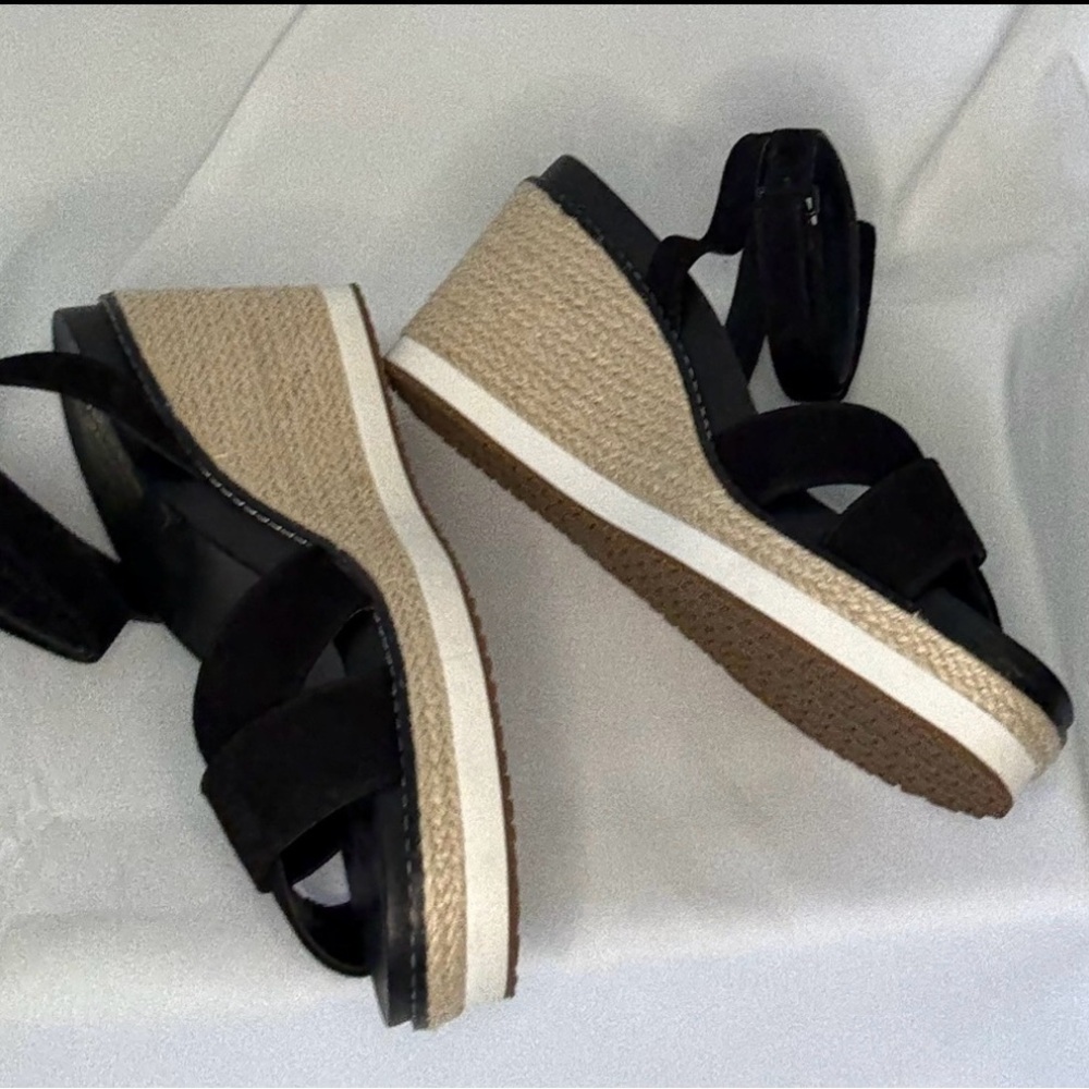 NWOT-Cole Haan Black Wedge Sandals. The shoes have a cloud like feel. Never worn
